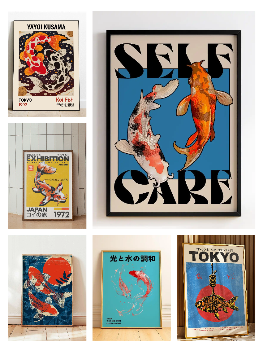 Japanese Lifestyle Home - Japanese Red Koi Fish Canvas Prints