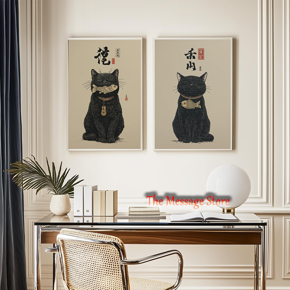 Black Lucky Cat Ukiyo-e Japane - Japanese Lifestyle In Japanese บทวิจารณ์และราคา