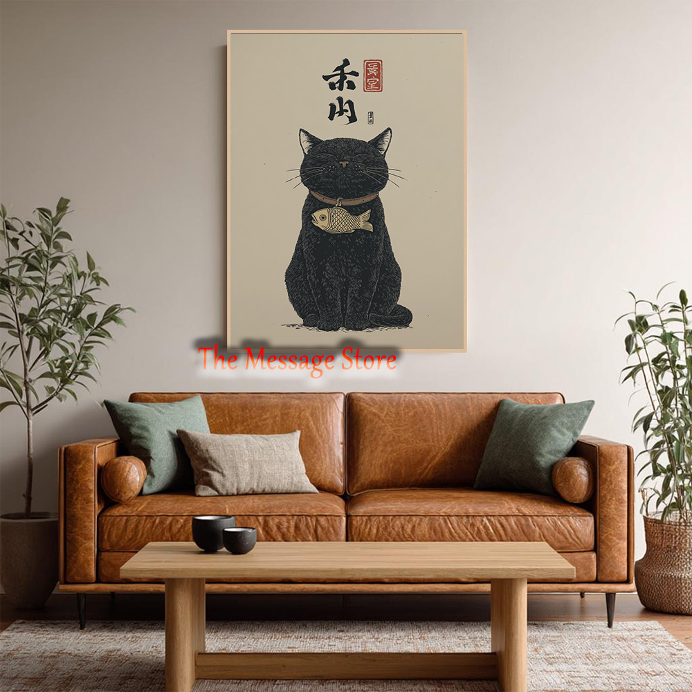 Black Lucky Cat Ukiyo-e Japane - Japanese Lifestyle In Japanese บทวิจารณ์และราคา