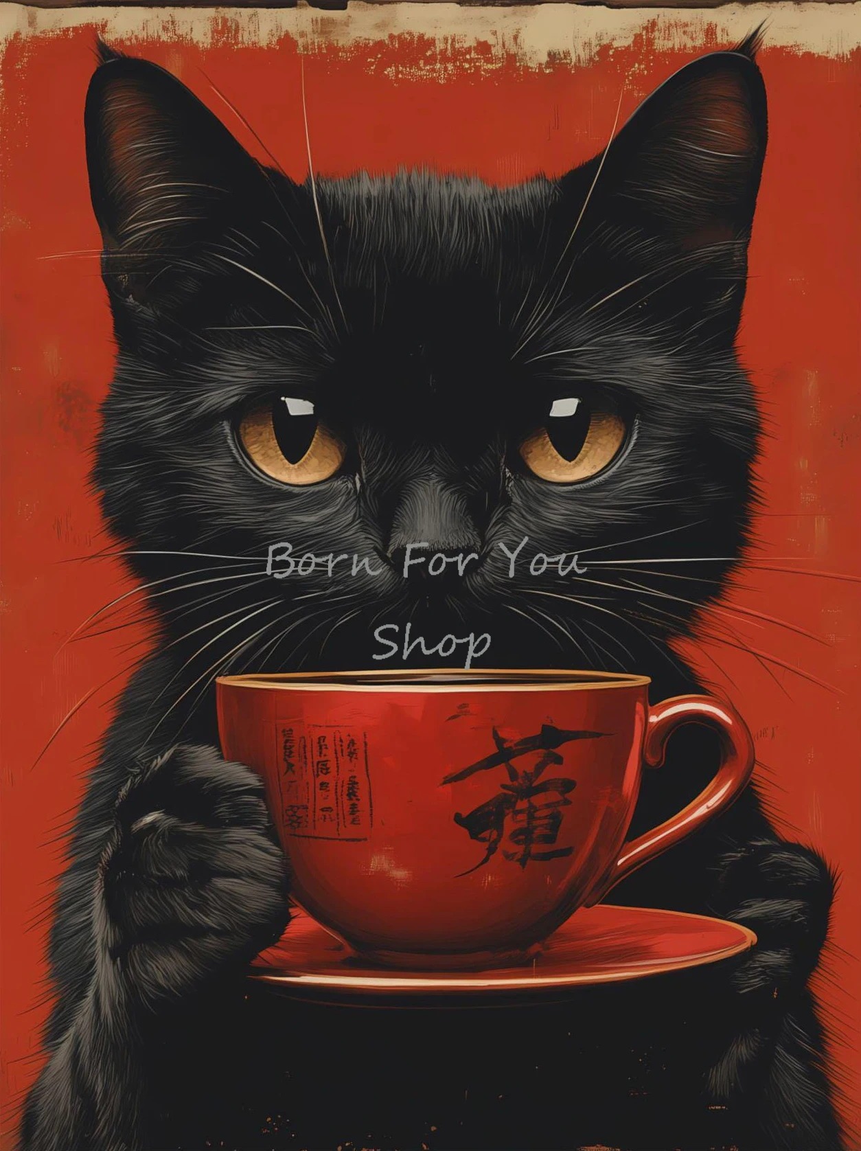 Japanese Edo Style Black Cat E - Japanese Lifestyle Home บทวิจารณ์และราคา